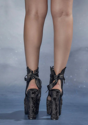 Stolen Heart Velvet Peep Toe Heels