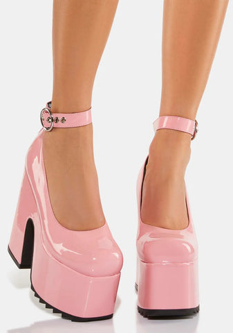 Pink Power Trip Chunky Platform Heels