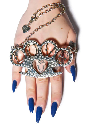 Heart Brass Knuckles Necklace