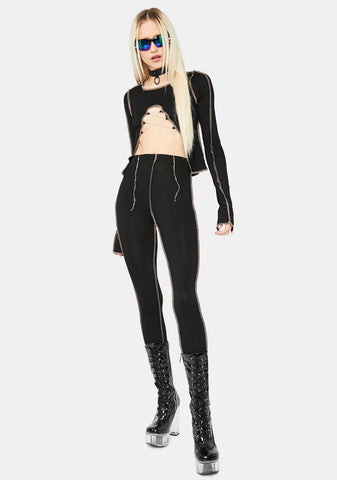 True Baddie Contrast Stitch Pants Set