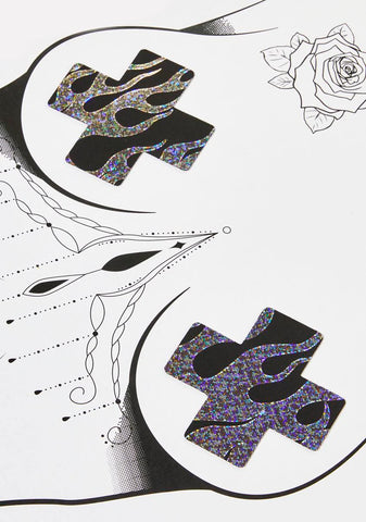 Robo Meltdown Holographic Flame X Factor Pasties