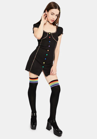Cup Of Cheer Rainbow Stitch Mini Dress