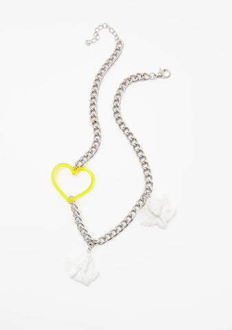 Angelic Babe Heart Chain Necklace