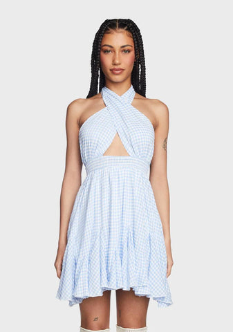 Sky Making Plans Gingham Dress