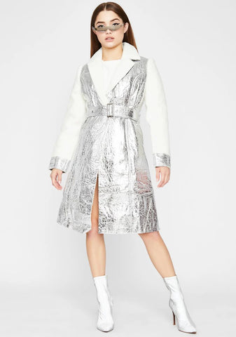 Serenity Embrace Metallic Trench Coat