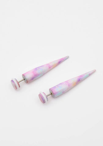 Marbled Skies Long Stud Earrings