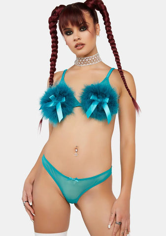 x Bettie Page Teal Powder Puff Brief