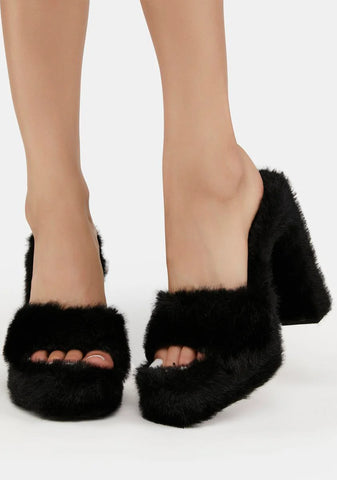 Coconut Faux Fur Heels