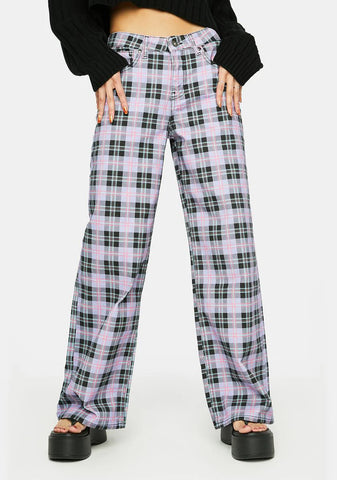 Release Plaid Wide Leg Jeans