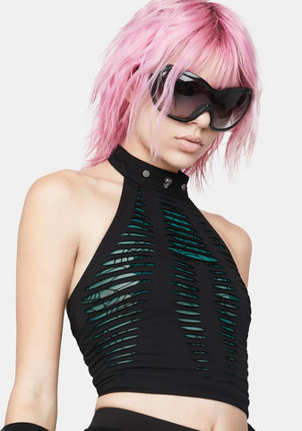 Hollowed Out Spider Print Vest