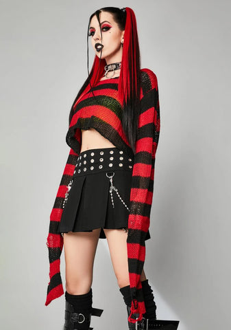Sinful Super Creep Striped Crop Sweater