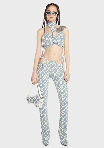 Monogram Denim Thong Pants