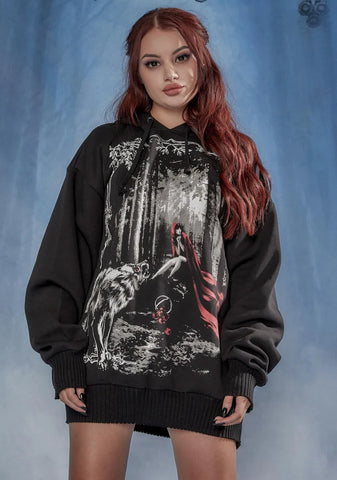 Little Red Oversized Graphic Hoodie