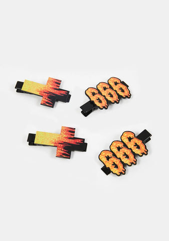666 And A Cross Skip Hair Pins Set