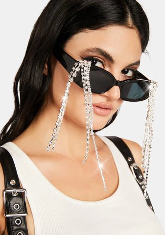 Crystal Cascade Rectangular Sunglasses