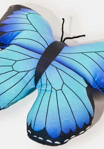 Aqua Shoot The Breeze Butterfly Pillow