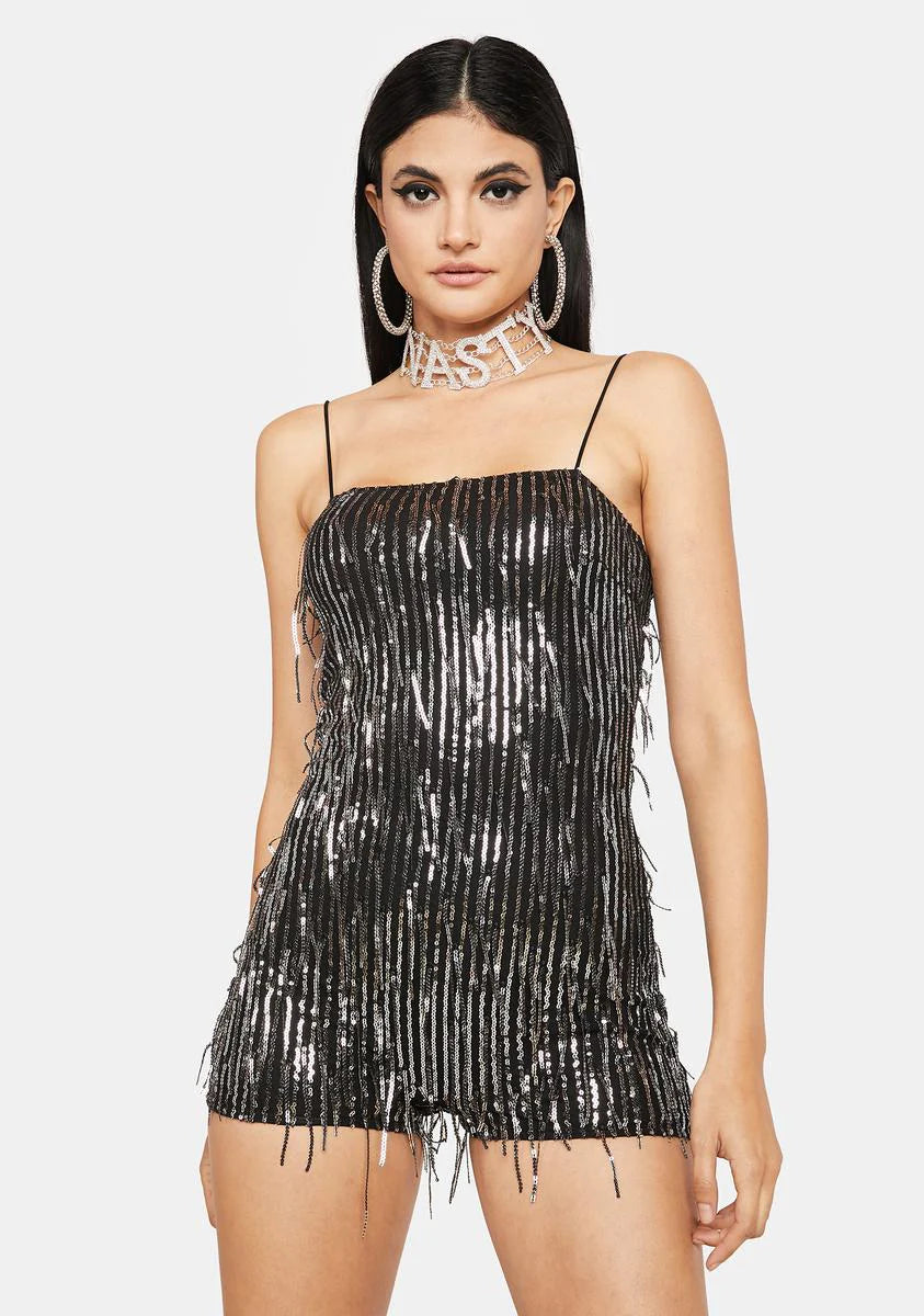 Sparkle Nights Sequin Fringe Romper