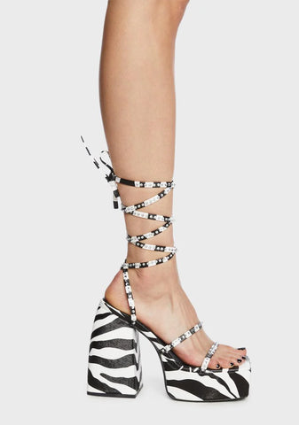 Zebra Helena Diamante Platform Heels