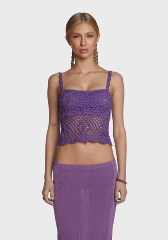 Stitch In Time Crochet Skirt Set - Purple