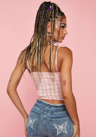 Hot Or Not Plaid Bustier Top