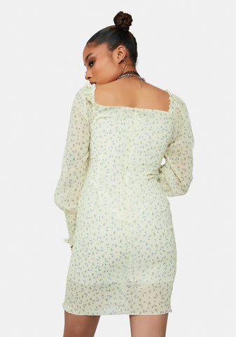 Bright Breakup Szn Sheer Floral Mini Dress