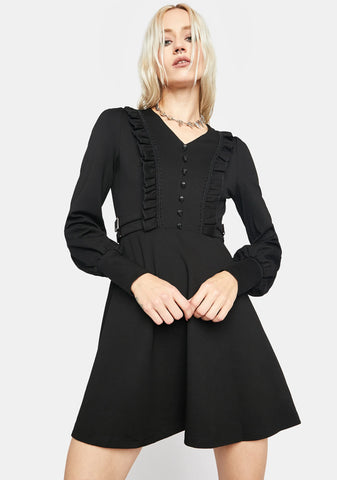 Dark Lotus Leaf V-Neck Dress