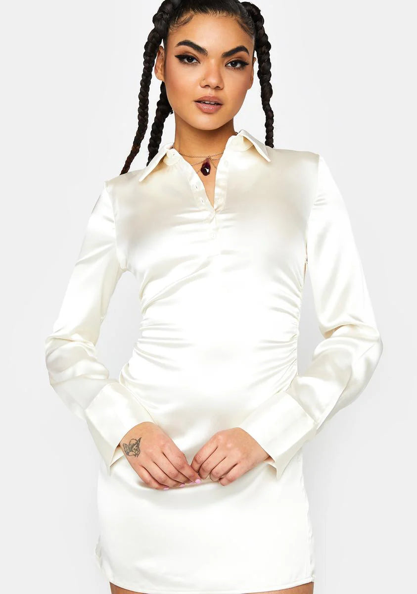 Way Down Now Satin Mini Dress