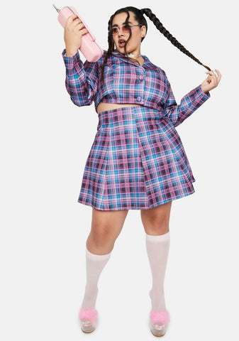 Plus Back 2 School Baddie Plaid Blazer