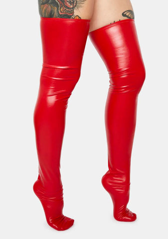 Hot Seduction Wet Look Thigh High Socks