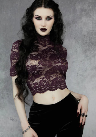 Wine Ominous Trance Lace Top