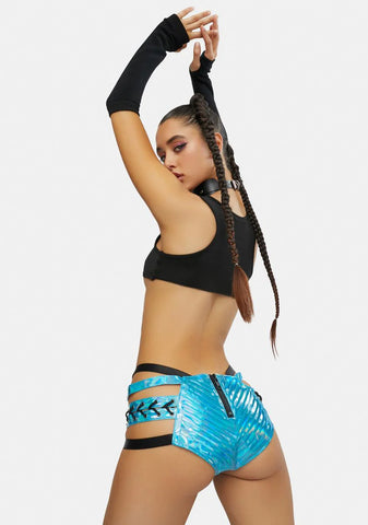 Vapor Rude Awakening Holographic Lace-up Shorts