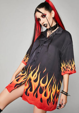 Hell And Back Oversized Button Up Shirt