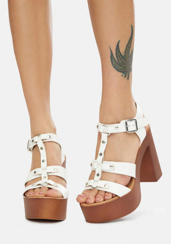 Calm Stand Ur Ground Buckle Platform Heels