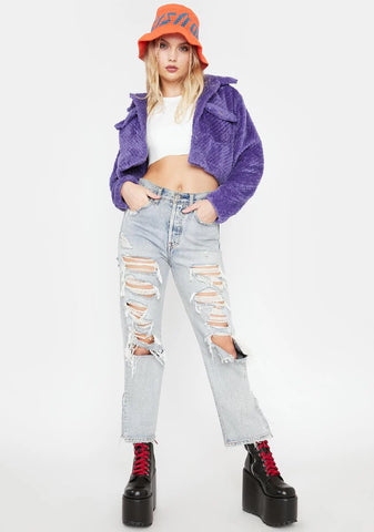 Hope Is Enough Fuzzy Crop Jacket