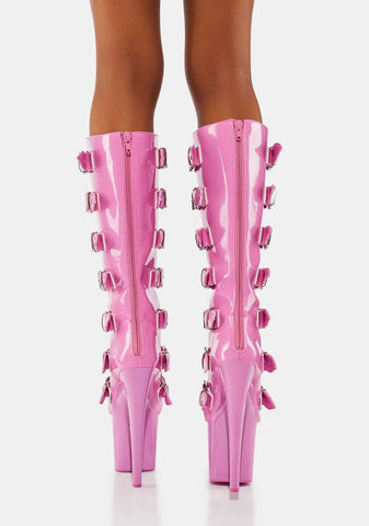 Pink VIP Hustler Knee High Boots