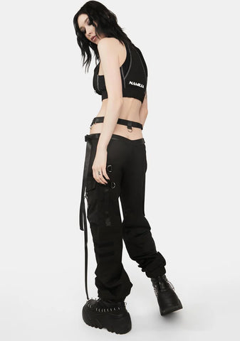 Black Cut Out Workwear Pants