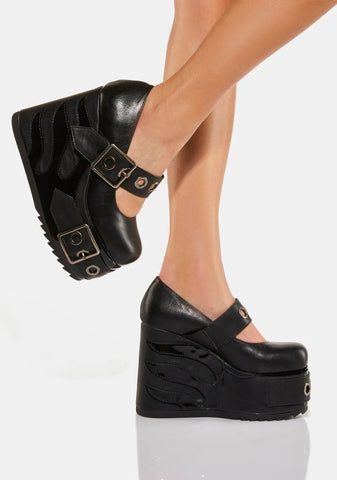 Black Flame New Me Platform Mary Janes