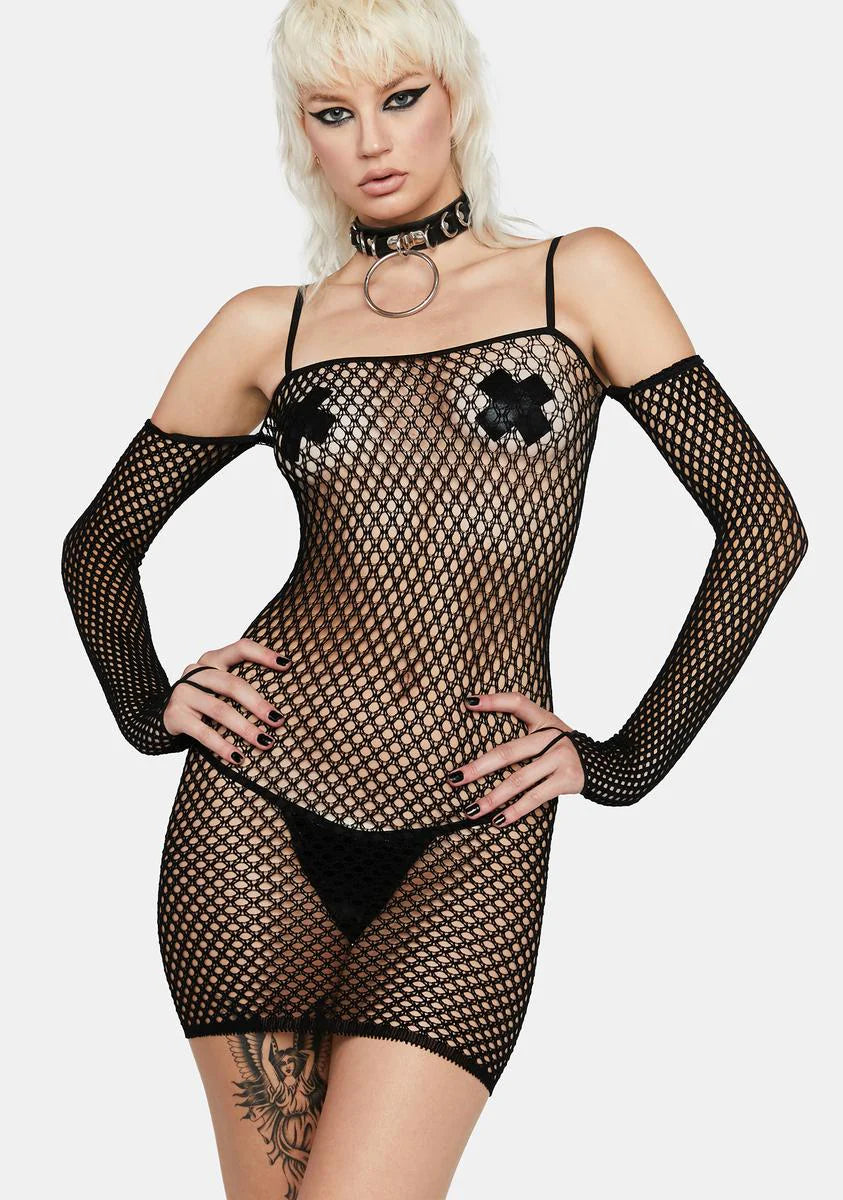 Bad Intentions Fishnet Mini Dress