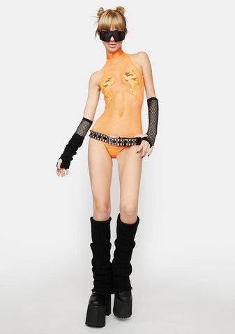 Juicy Bad Luck Dragon Fishnet Bodysuit
