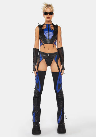 Blue Moto Suspender Chaps