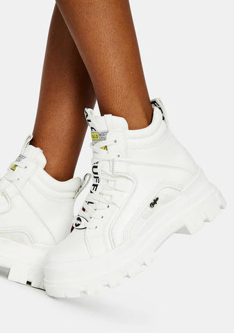 White Aspha NC Mid Lace Up Sneakers