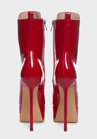Red Ebony Platform Stiletto Boots