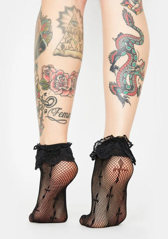 Worship Me Cross Fishnet Socks