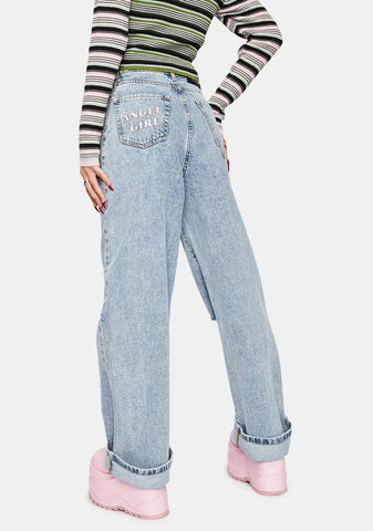 Angel Girl Wide Leg Denim Jeans