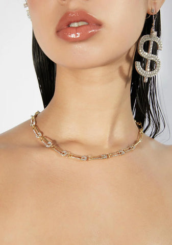 Dangerous Glamour Rhinestone Safety Pin Necklace