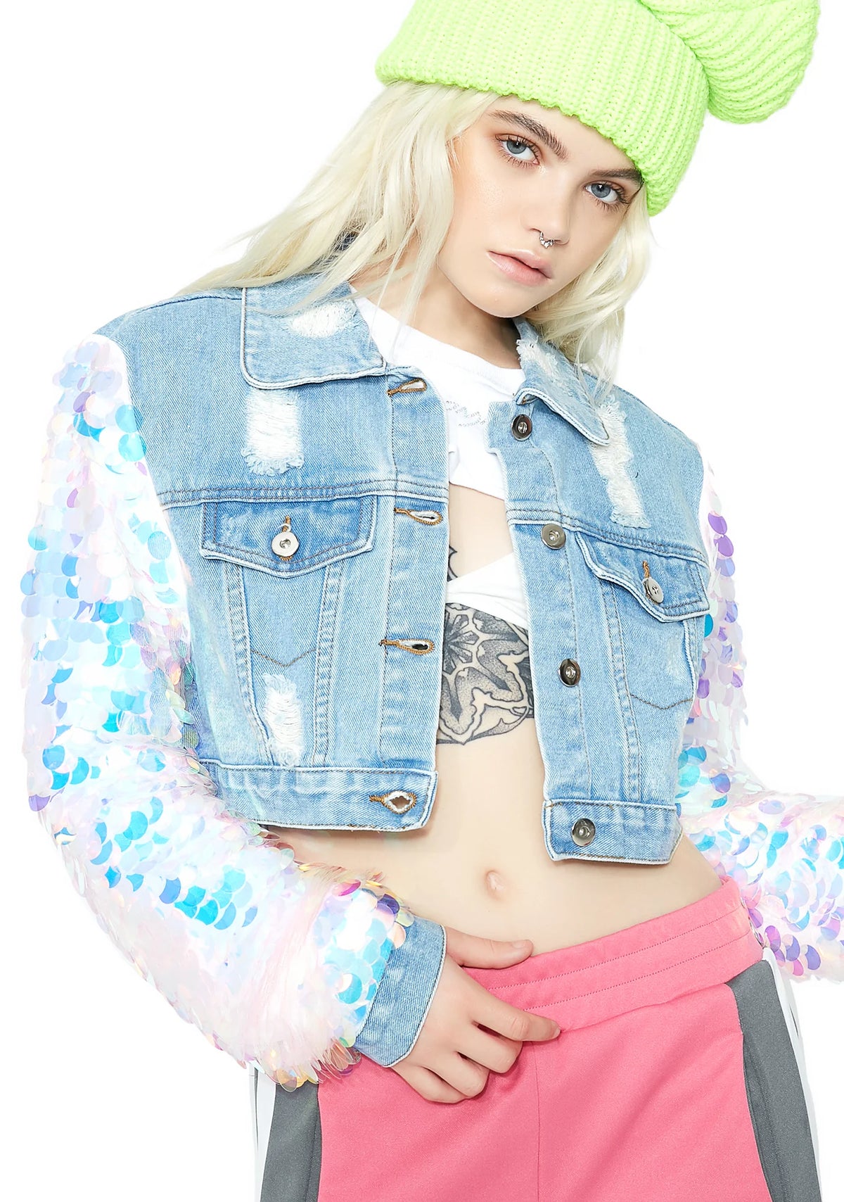 Shimmy Cropped Denim Jacket
