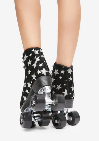 Silver Lucky Star Glitter Roller Skates
