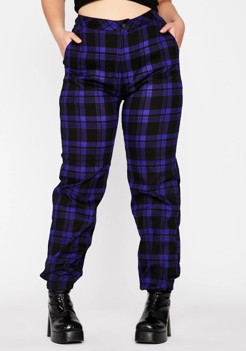 Plum Bad Misconduct Plaid Joggers