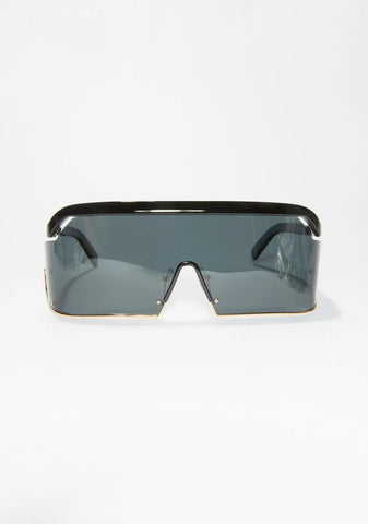 Synth Black Shield Sunglasses