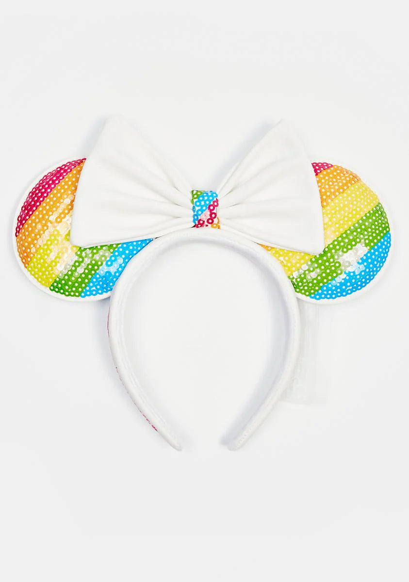 Sequin Rainbow Minnie Mouse Ear Headband